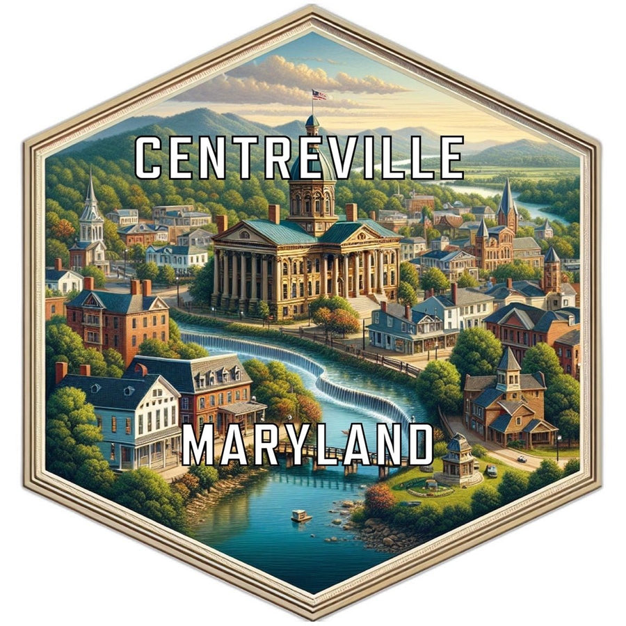 Centreville Maryland Souvenir Travel Destination Die Cut Hexagon Fridge Magnet Image 1