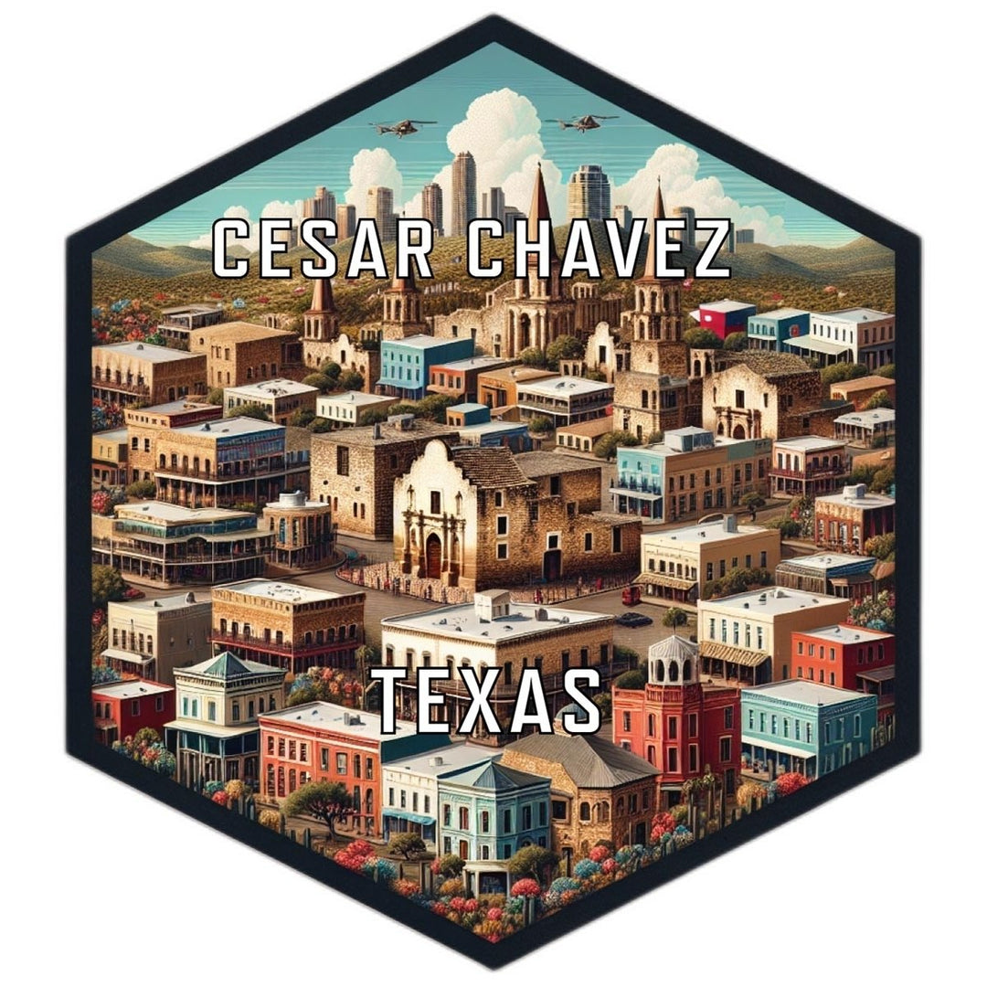 Cesar Chavez Texas Souvenir Travel Destination Die Cut Hexagon Fridge Magnet Image 1