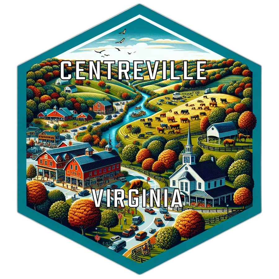 Centreville Virginia Souvenir Travel Destination Die Cut Hexagon Fridge Magnet Image 1