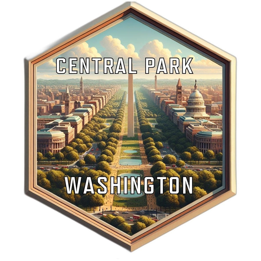 Central Park Washington Souvenir Travel Destination Die Cut Hexagon Fridge Magnet Image 1