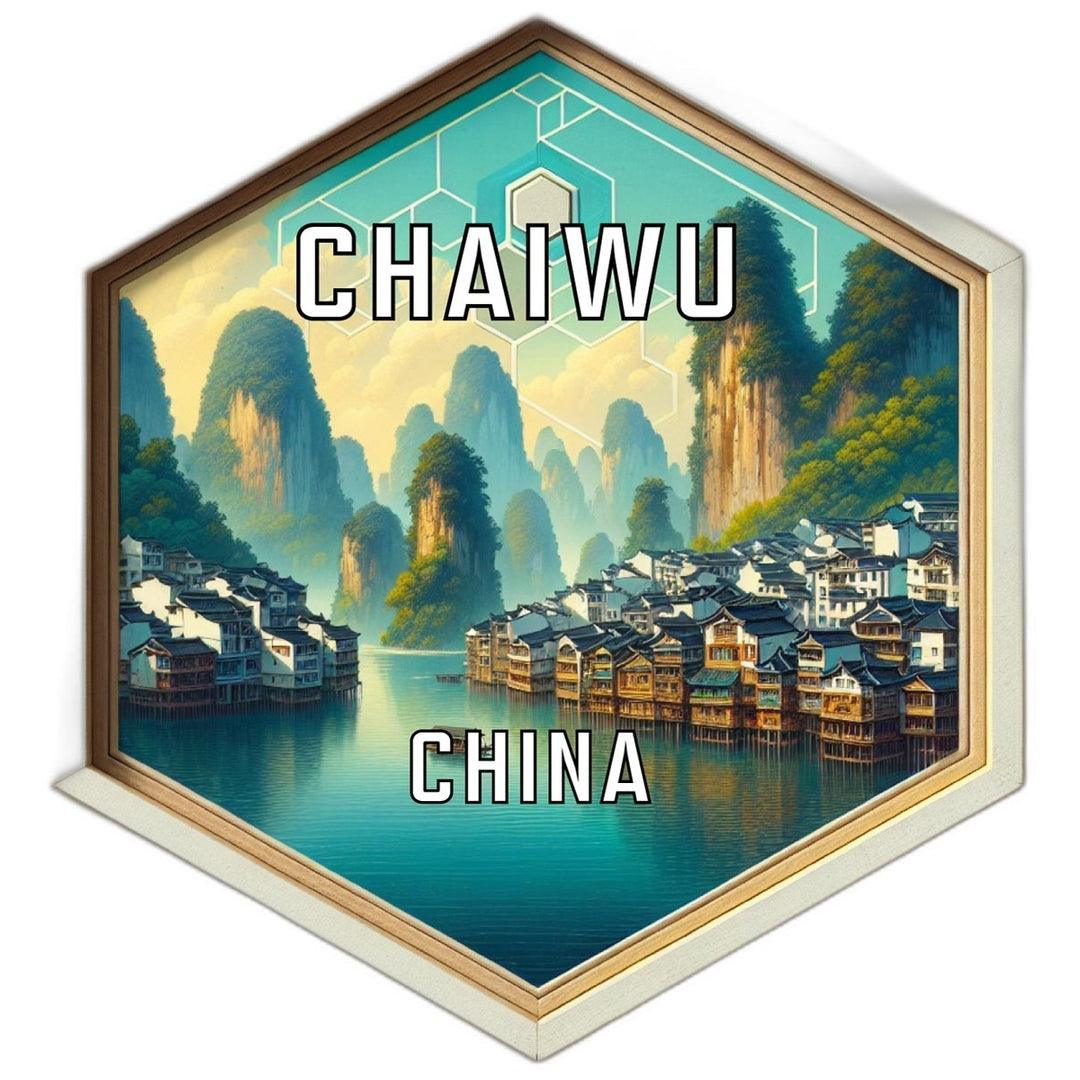 Chaiwu China Souvenir Travel Destination Die Cut Hexagon Fridge Magnet Image 1