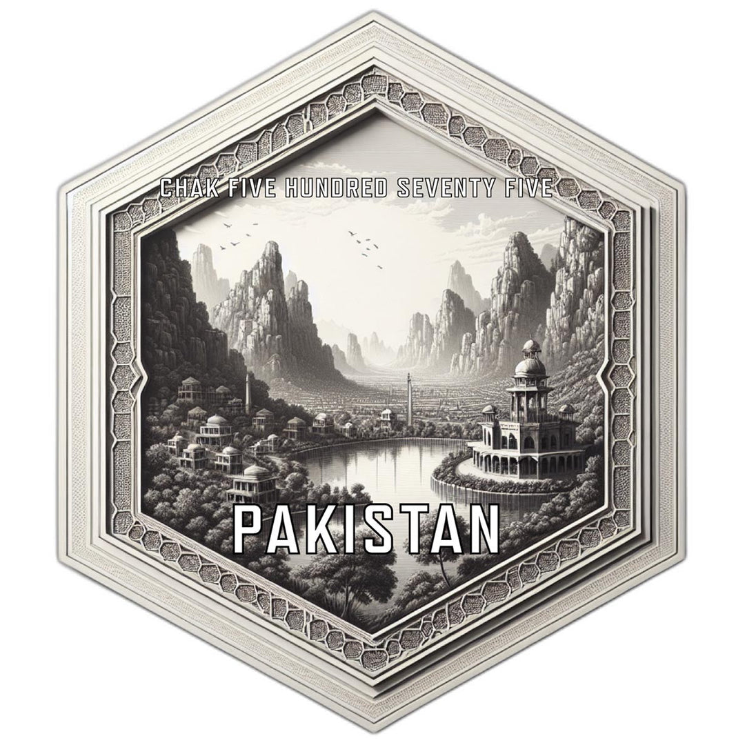 Chak Five Hundred Seventy Five Pakistan Souvenir Travel Destination Die Cut Hexagon Fridge Magnet Image 1