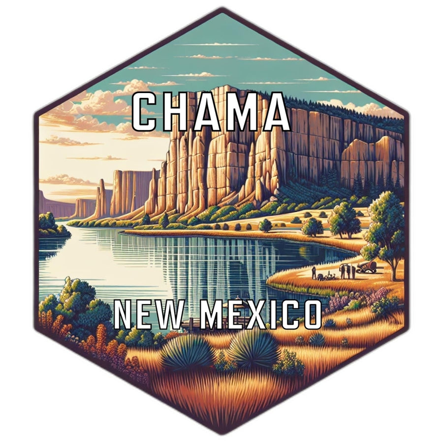 Chama Mexico Souvenir Travel Destination Die Cut Hexagon Fridge Magnet Image 1