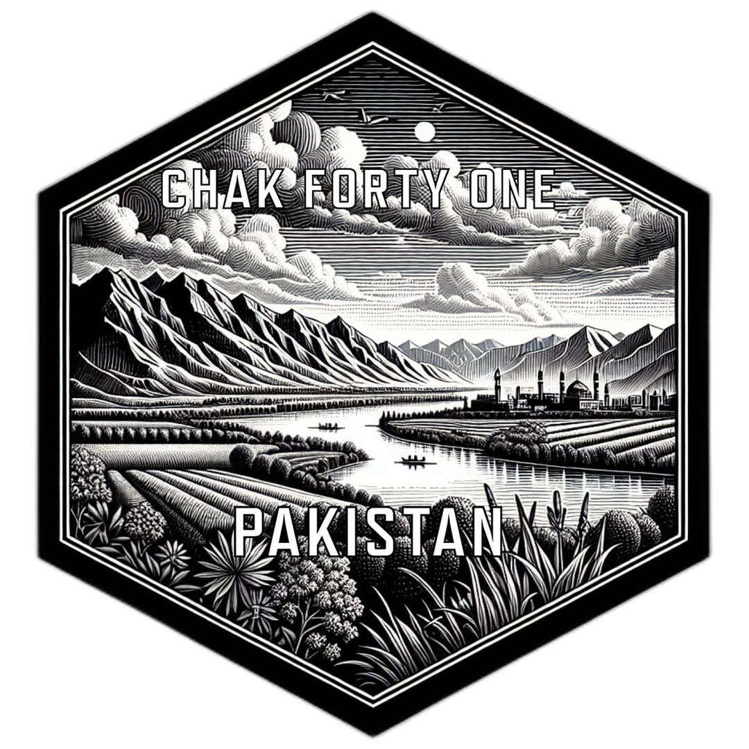 Chak Forty One Pakistan Souvenir Travel Destination Die Cut Hexagon Fridge Magnet Image 1