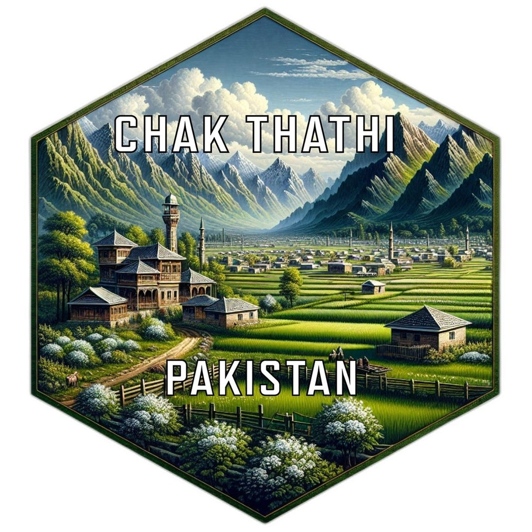 Chak Thathi Pakistan Souvenir Travel Destination Die Cut Hexagon Fridge Magnet Image 1