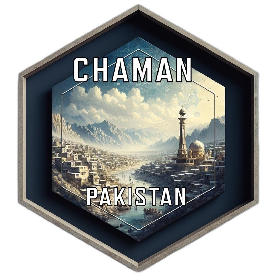 Chaman Pakistan Souvenir Travel Destination Die Cut Hexagon Fridge Magnet Image 1