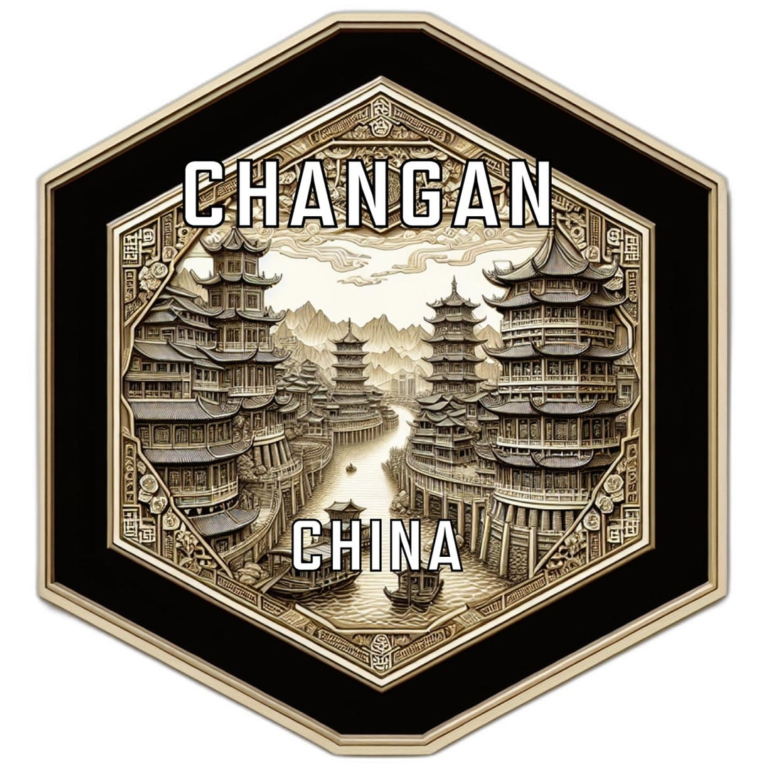 Chang An China Souvenir Travel Destination Die Cut Hexagon Fridge Magnet Image 1