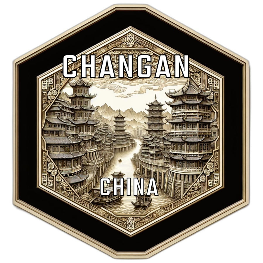 Chang An China Souvenir Travel Destination Die Cut Hexagon Fridge Magnet Image 1