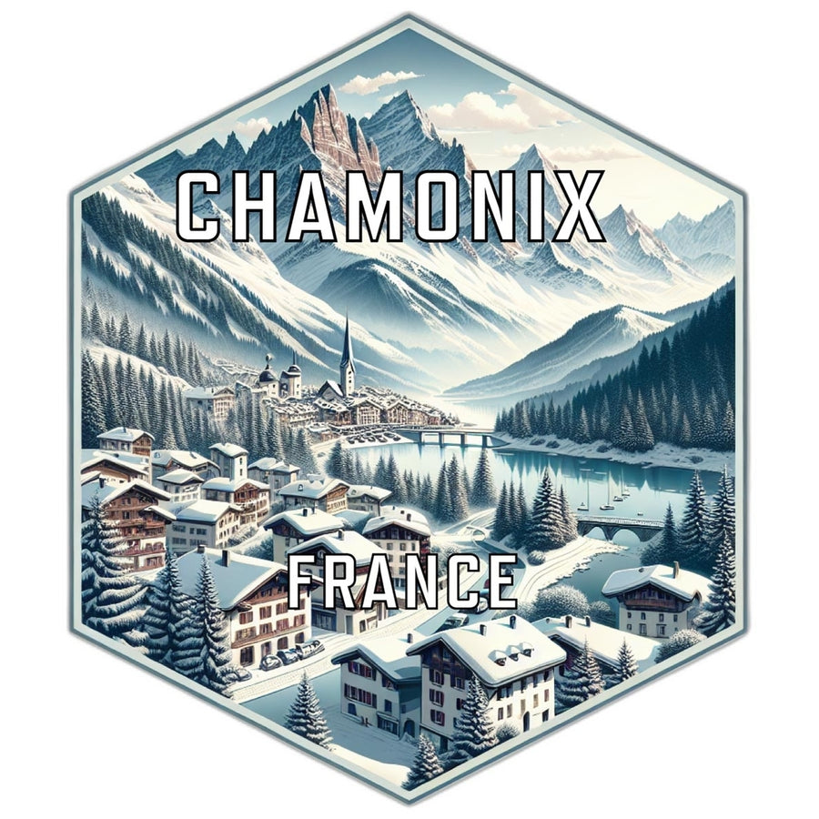 Chamonix France Souvenir Travel Destination Die Cut Hexagon Fridge Magnet Image 1