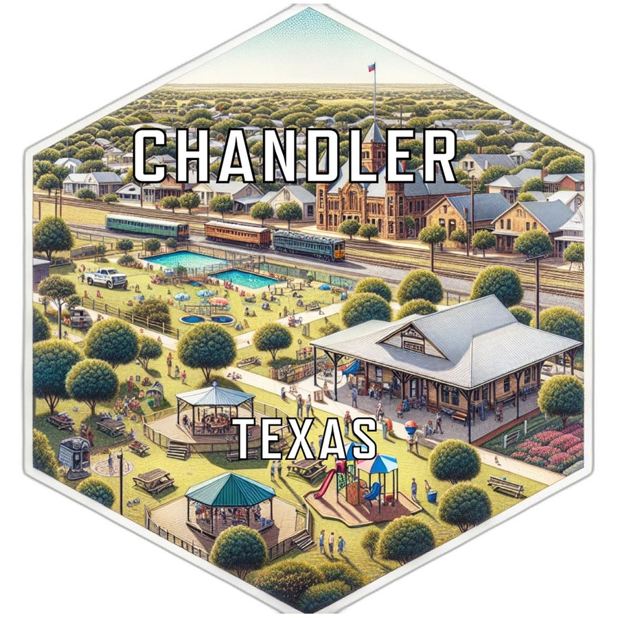 Chandler Texas Souvenir Travel Destination Die Cut Hexagon Fridge Magnet Image 1