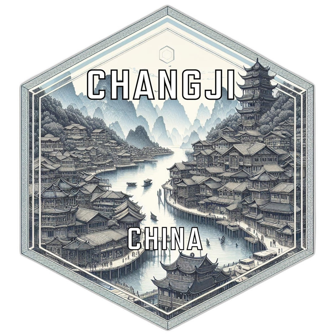 Changji China Souvenir Travel Destination Die Cut Hexagon Fridge Magnet Image 1