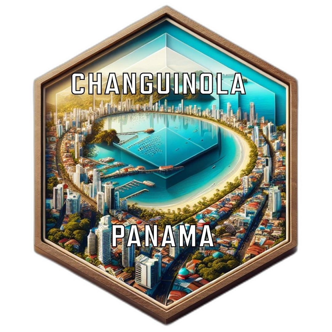 Changuinola Panama Souvenir Travel Destination Die Cut Hexagon Fridge Magnet Image 1