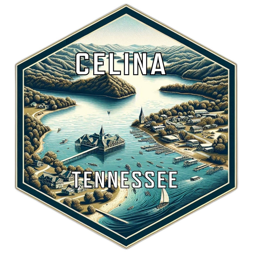 Celina Tennessee Souvenir Travel Destination Die Cut Hexagon Fridge Magnet Image 1