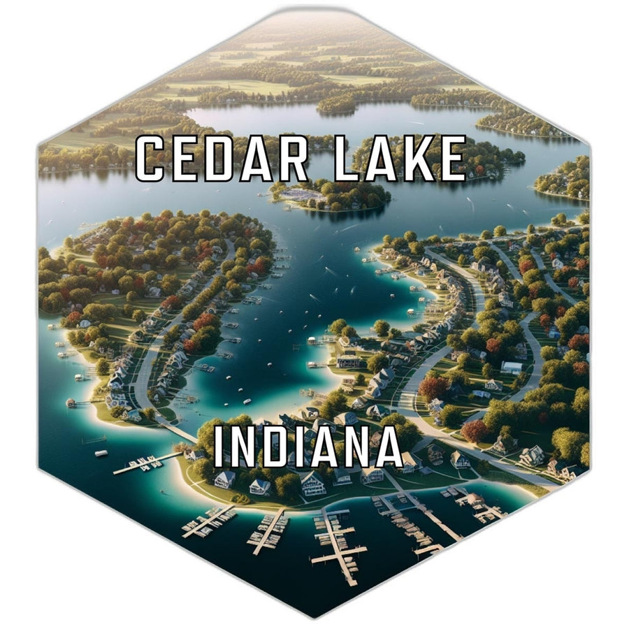 Cedar Lake Indiana Souvenir Travel Destination Die Cut Hexagon Fridge Magnet Image 1