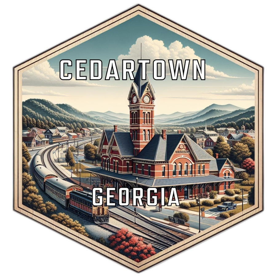 Cedartown Georgia Souvenir Travel Destination Die Cut Hexagon Fridge Magnet Image 1