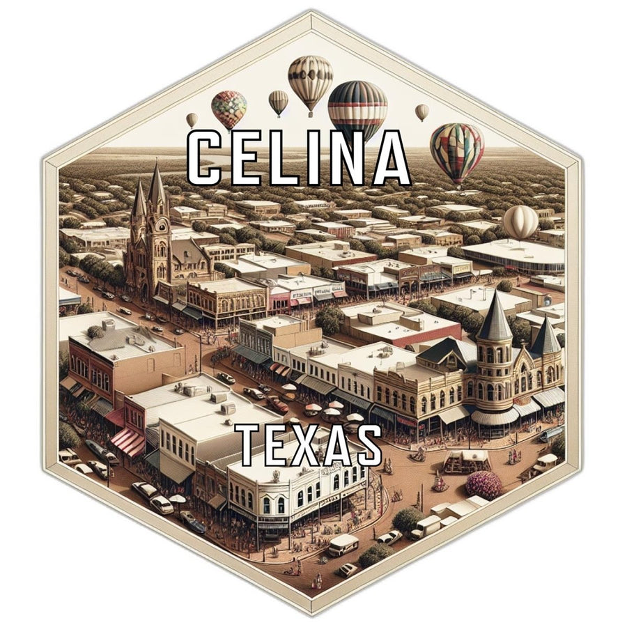 Celina Texas Souvenir Travel Destination Die Cut Hexagon Fridge Magnet Image 1