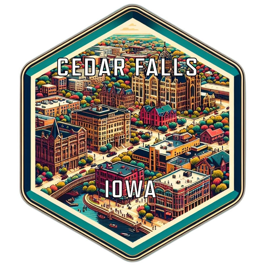 Cedar Falls Iowa Souvenir Travel Destination Die Cut Hexagon Fridge Magnet Image 1