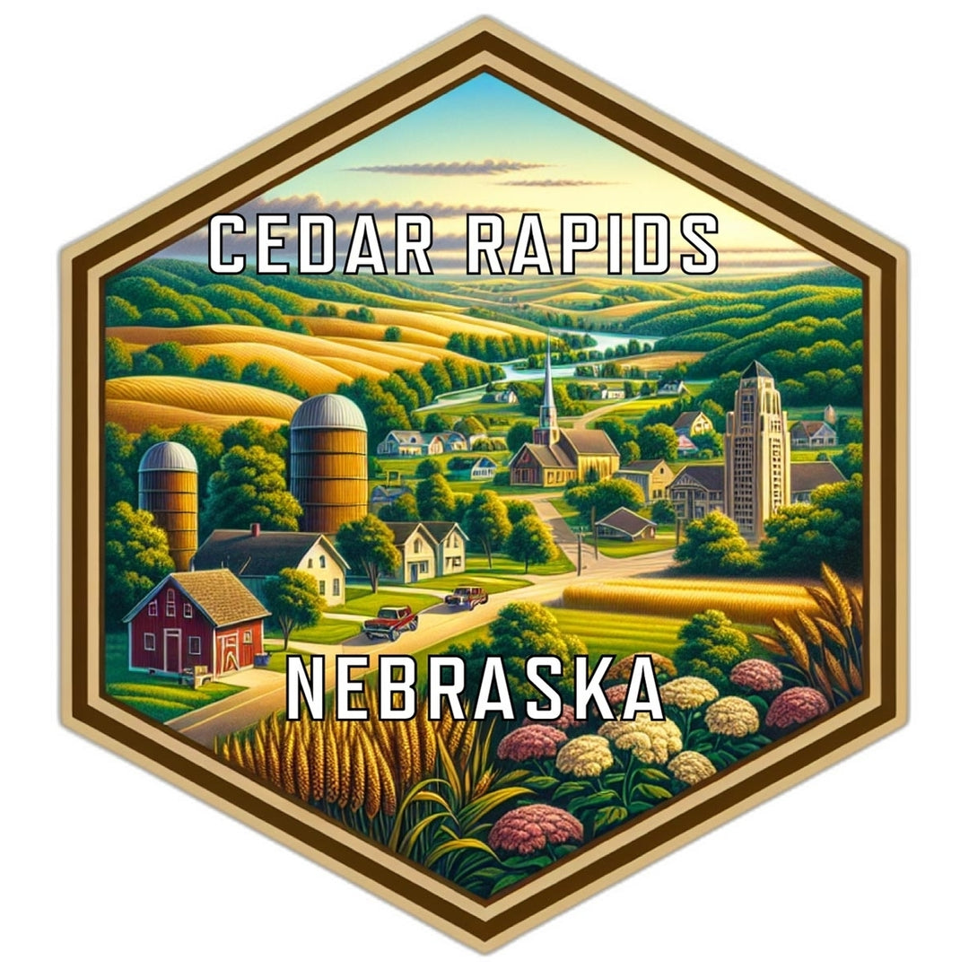 Cedar Rapids Nebraska Souvenir Travel Destination Die Cut Hexagon Fridge Magnet Image 1