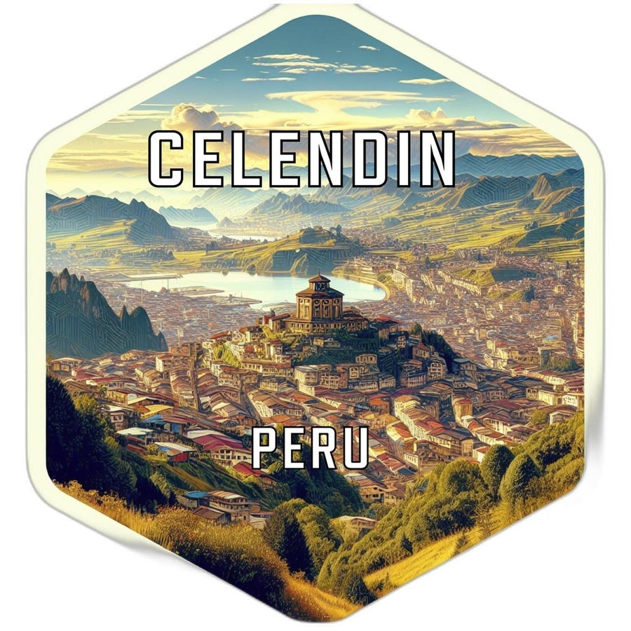 Celendin Peru Souvenir Travel Destination Die Cut Hexagon Fridge Magnet Image 1