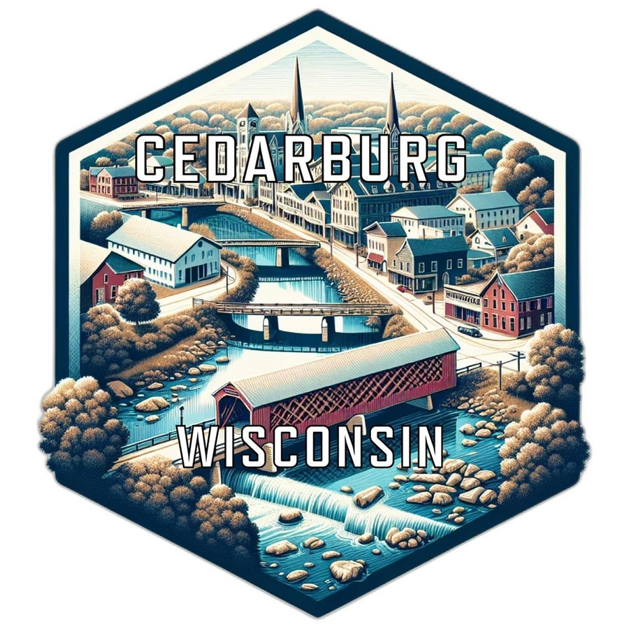 Cedarburg Wisconsin Souvenir Travel Destination Die Cut Hexagon Fridge Magnet Image 1