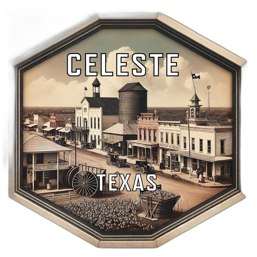 Celeste Texas Souvenir Travel Destination Die Cut Hexagon Fridge Magnet Image 1