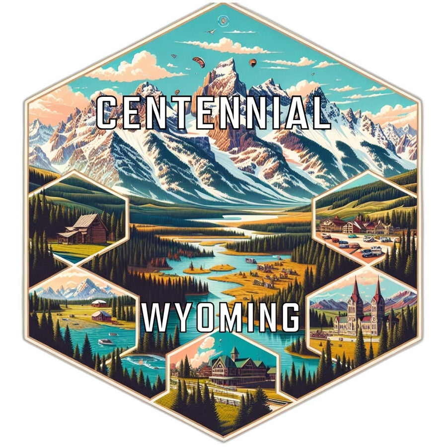 Centennial Wyoming Souvenir Travel Destination Die Cut Hexagon Fridge Magnet Image 1