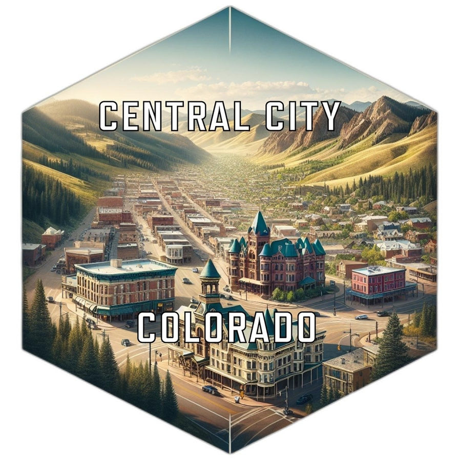 Central City Colorado Souvenir Travel Destination Die Cut Hexagon Fridge Magnet Image 1