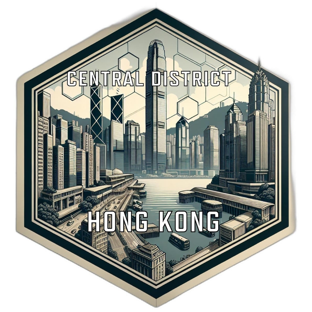 Central District Hong Kong Souvenir Travel Destination Die Cut Hexagon Fridge Magnet Image 1