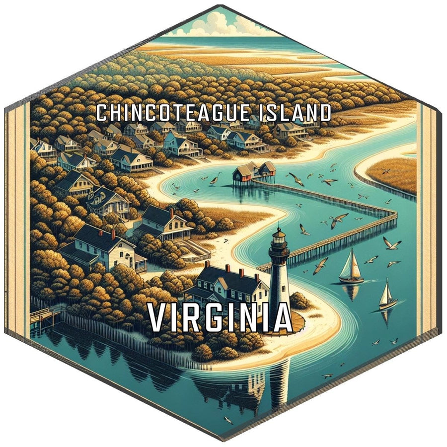 Chincoteague Island Virginia Souvenir Travel Destination Die Cut Hexagon Fridge Magnet Image 1