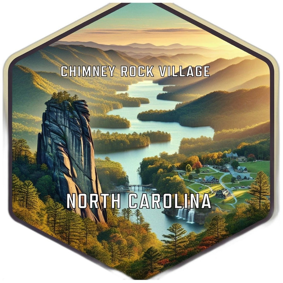 Chimney Rock Village North Carolina Souvenir Travel Destination Die Cut Hexagon Fridge Magnet Image 1