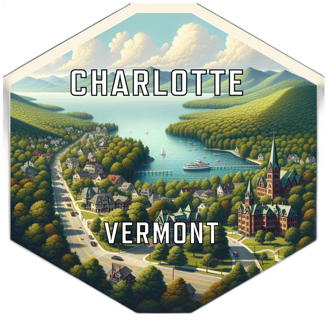 Charlotte Vermont Souvenir Travel Destination Die Cut Hexagon Fridge Magnet Image 1