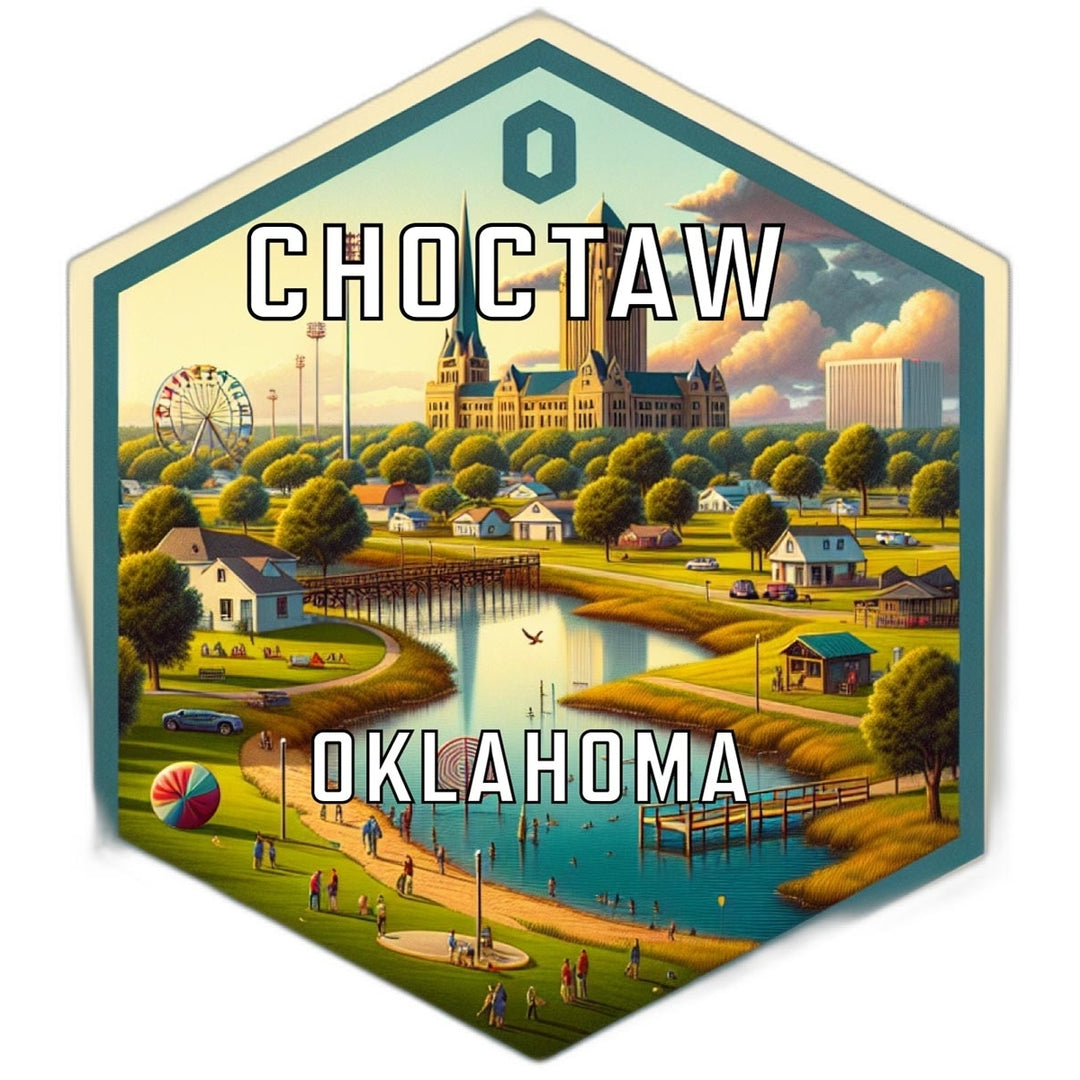 Choctaw Oklahoma Souvenir Travel Destination Die Cut Hexagon Fridge Magnet Image 1