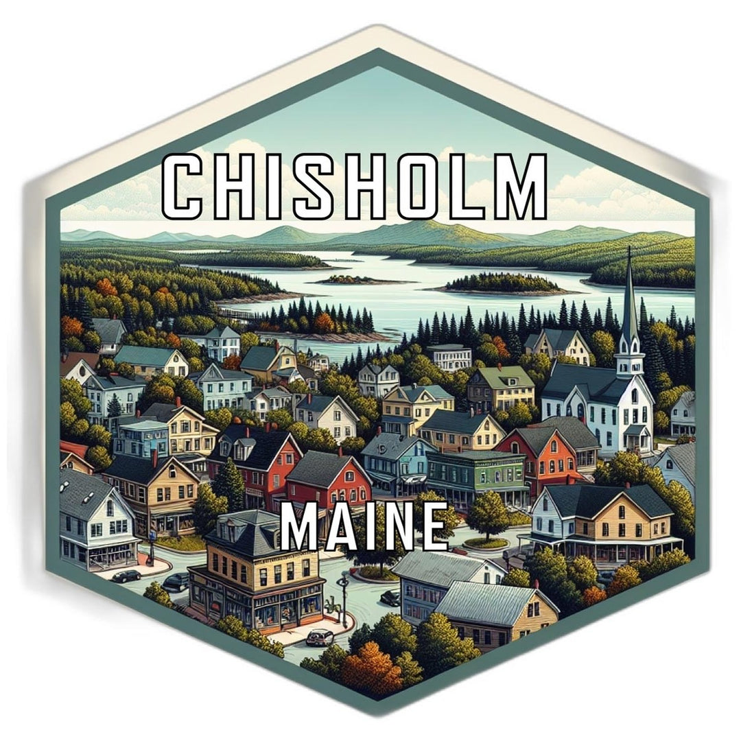 Chisholm Maine Souvenir Travel Destination Die Cut Hexagon Fridge Magnet Image 1