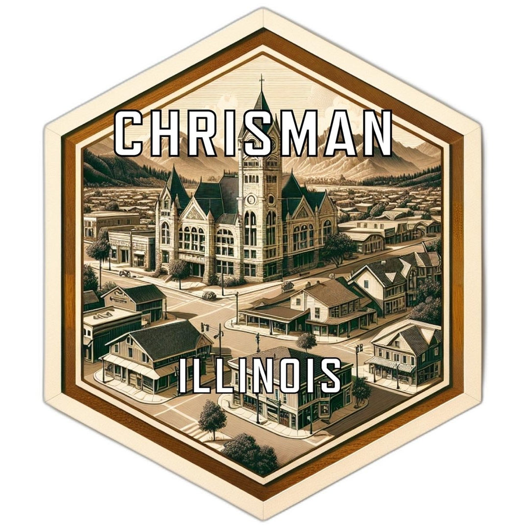 Chrisman Illinois Souvenir Travel Destination Die Cut Hexagon Fridge Magnet Image 1