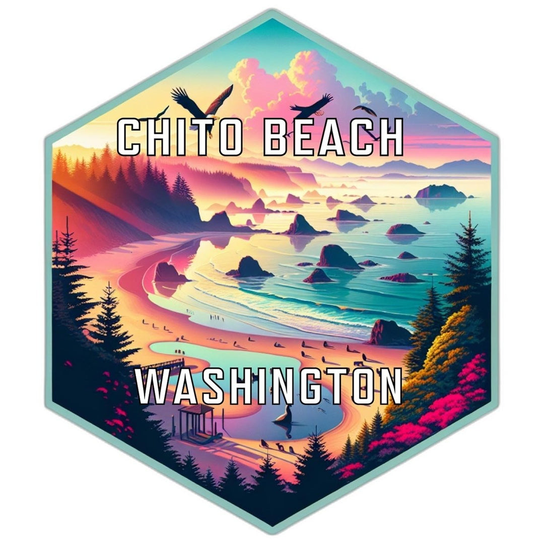 Chito Beach Washington Souvenir Travel Destination Die Cut Hexagon Fridge Magnet Image 1