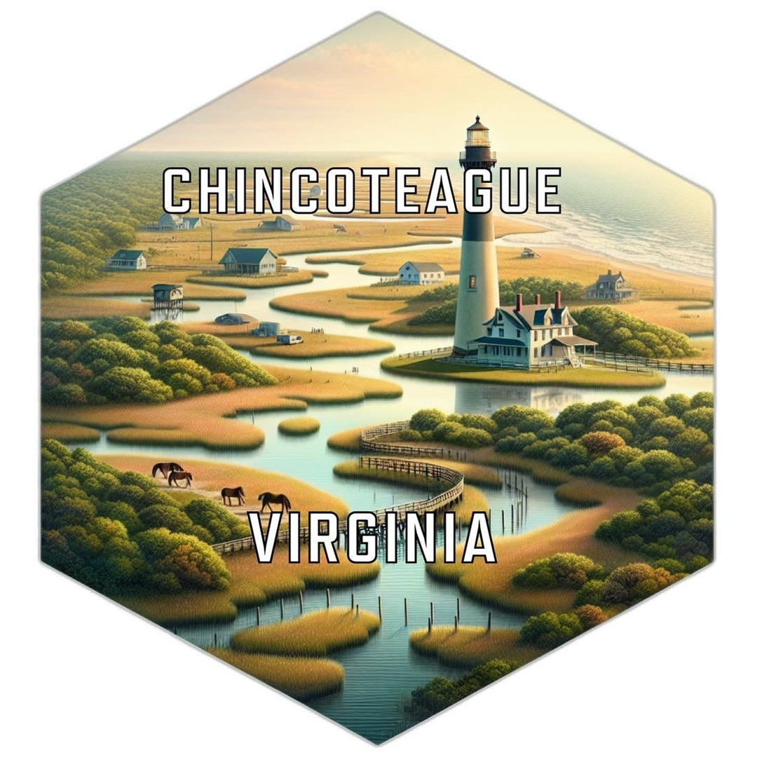 Chincoteague Virginia Souvenir Travel Destination Die Cut Hexagon Fridge Magnet Image 1