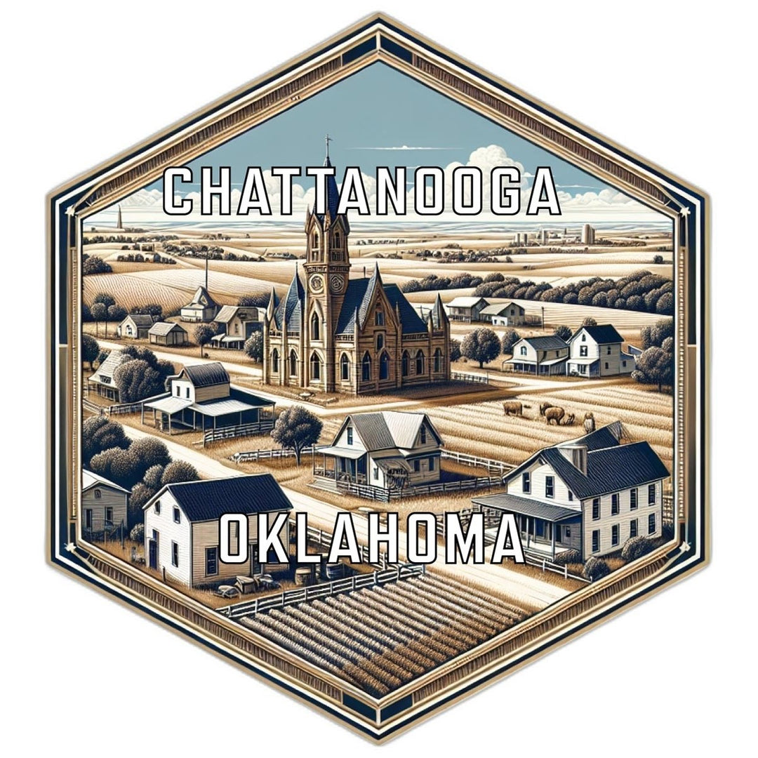 Chattanooga Oklahoma Souvenir Travel Destination Die Cut Hexagon Fridge Magnet Image 1