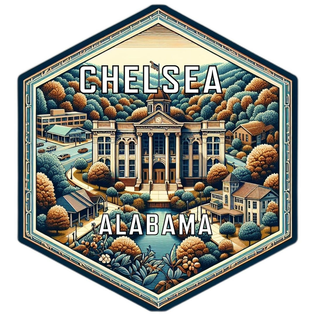 Chelsea Alabama Souvenir Travel Destination Die Cut Hexagon Fridge Magnet Image 1