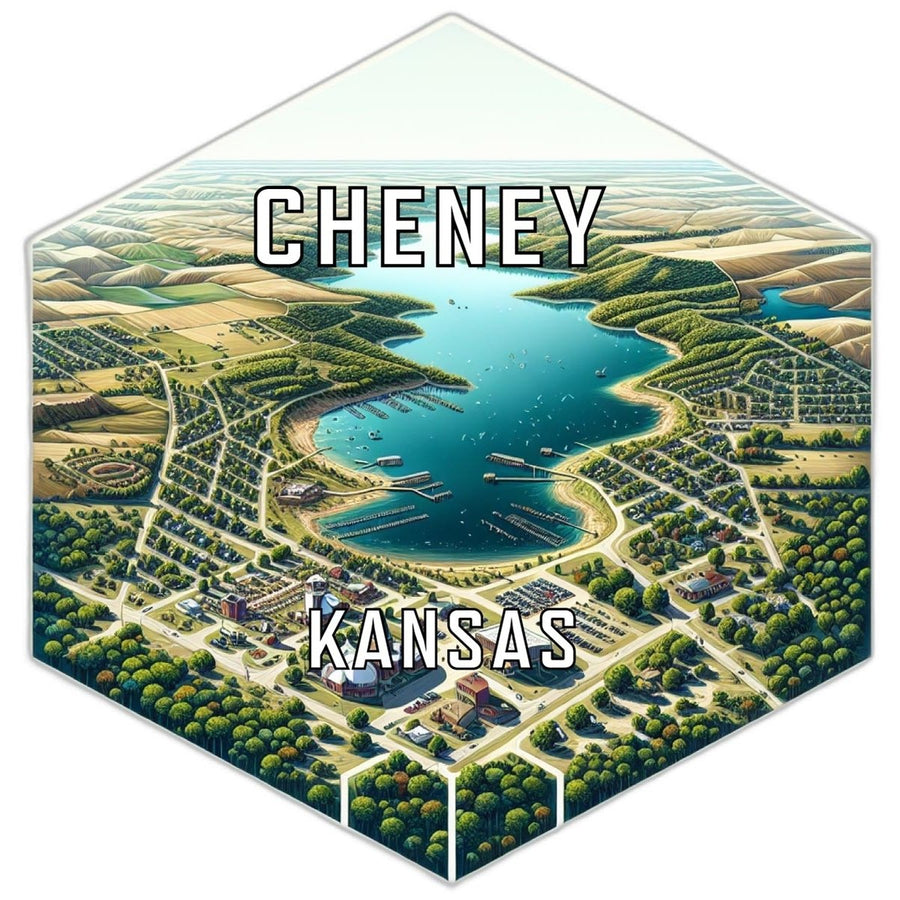 Cheney Kansas Souvenir Travel Destination Die Cut Hexagon Fridge Magnet Image 1