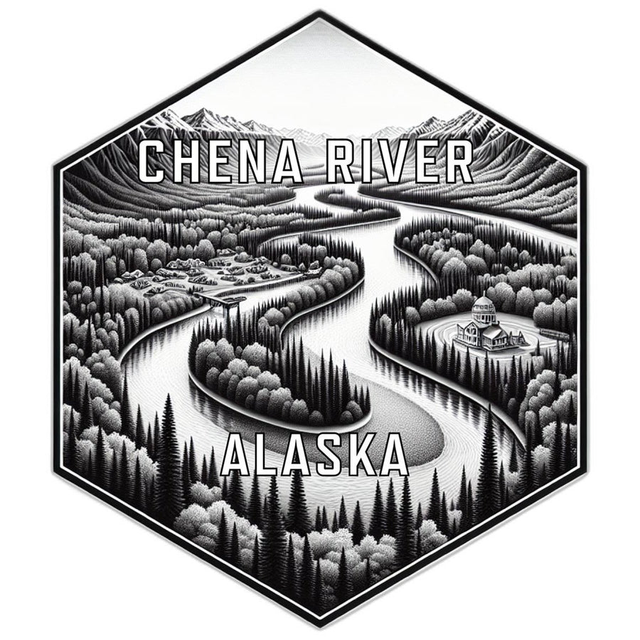 Chena River Alaska Souvenir Travel Destination Die Cut Hexagon Fridge Magnet Image 1