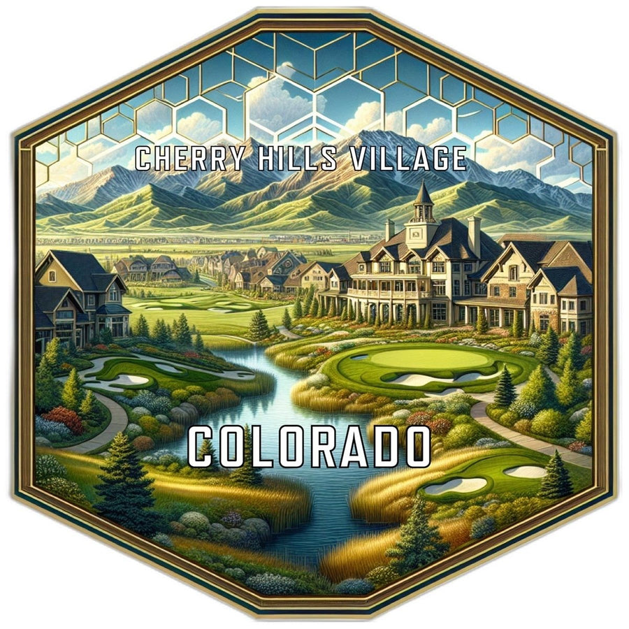 Cherry Hills Village Colorado Souvenir Travel Destination Die Cut Hexagon Fridge Magnet Image 1