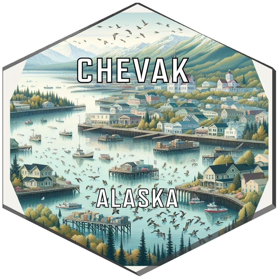 Chevak Alaska Souvenir Travel Destination Die Cut Hexagon Fridge Magnet Image 1