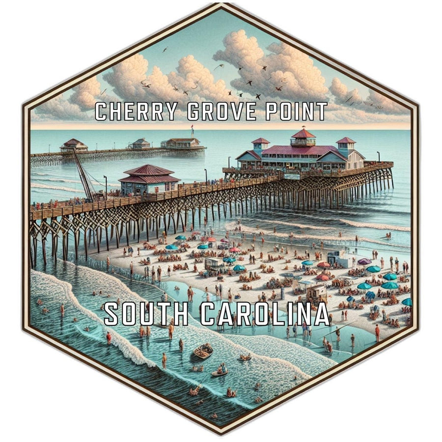 Cherry Grove Point South Carolina Souvenir Travel Destination Die Cut Hexagon Fridge Magnet Image 1