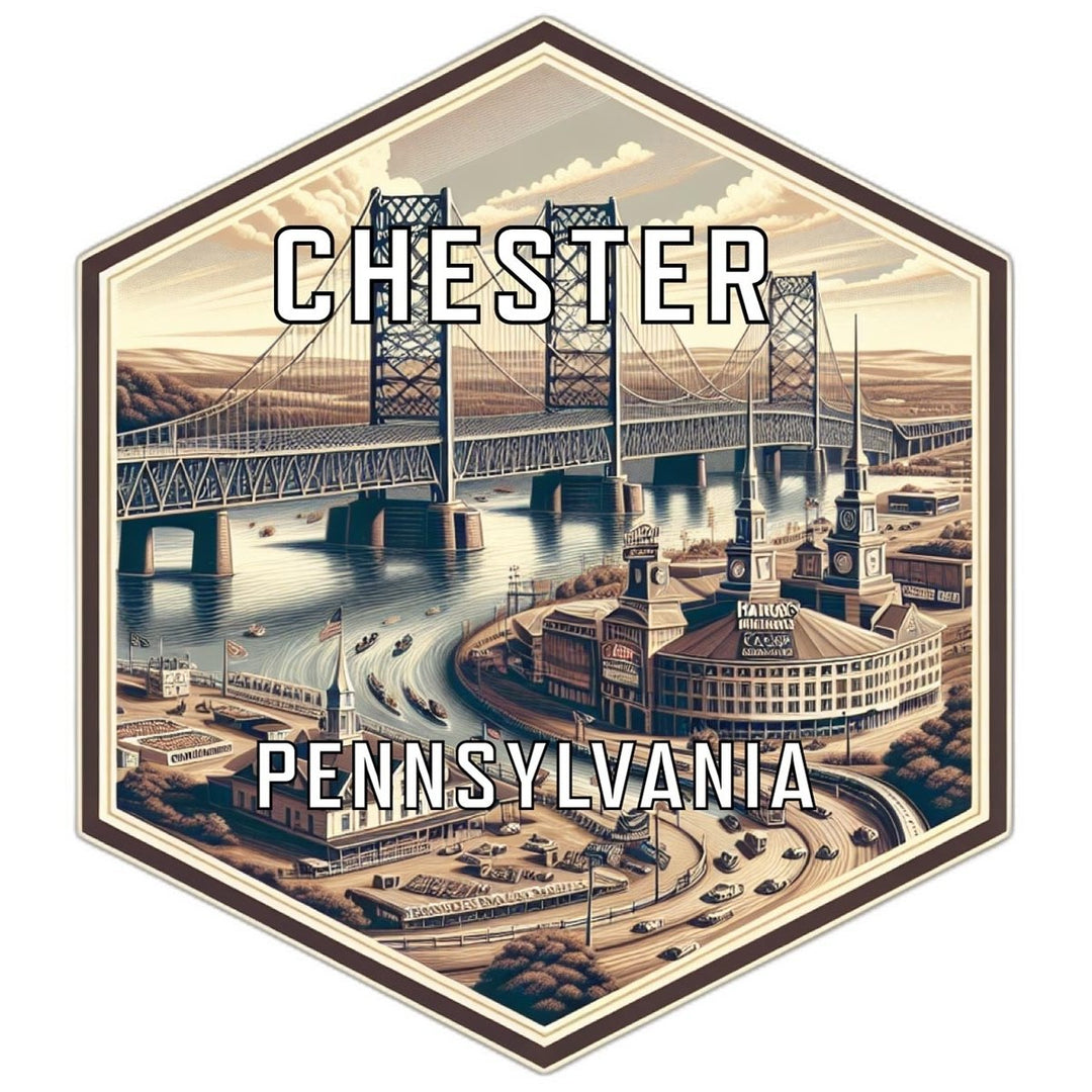 Chester Pennsylvania Souvenir Travel Destination Die Cut Hexagon Fridge Magnet Image 1