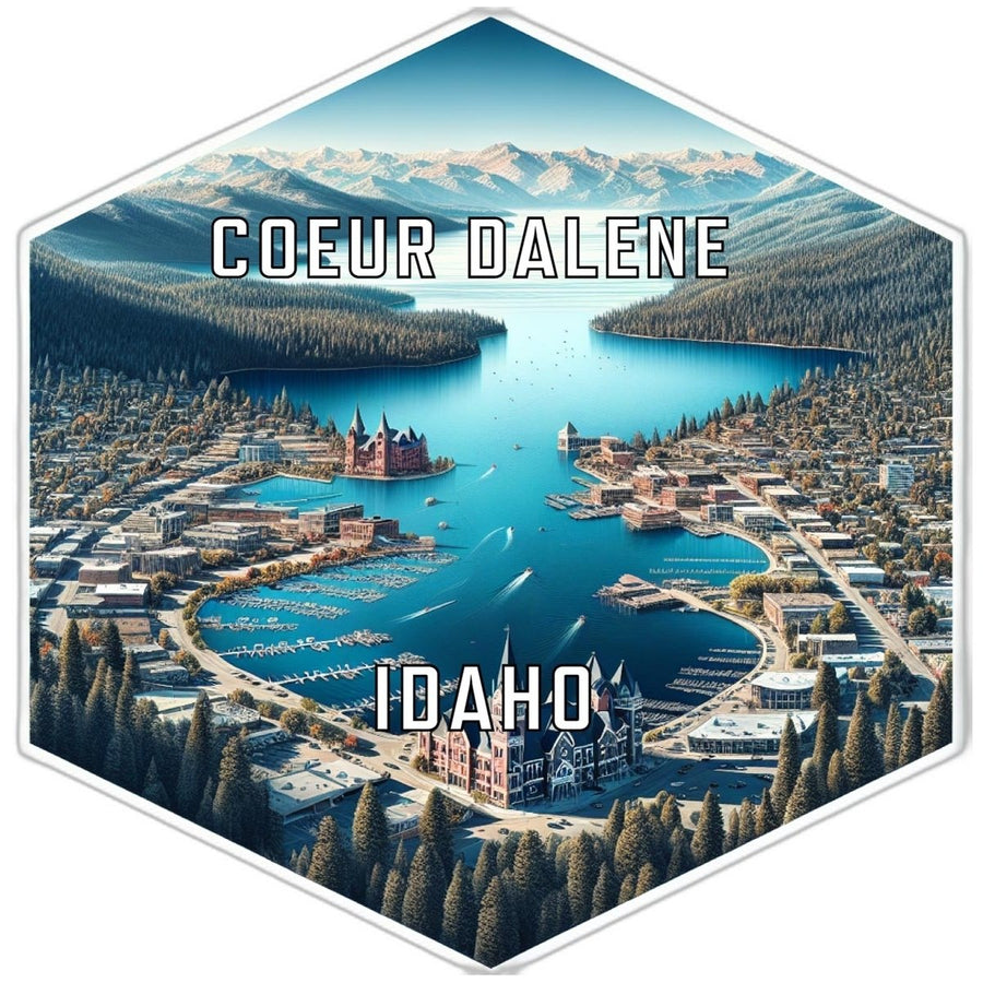 Coeur Dalene Idaho Souvenir Travel Destination Die Cut Hexagon Fridge Magnet Image 1