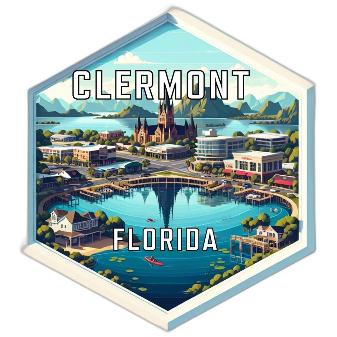 Clermont Florida Souvenir Travel Destination Die Cut Hexagon Fridge Magnet Image 1