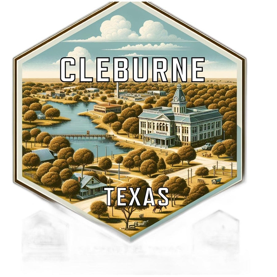 Cleburne Texas Souvenir Travel Destination Die Cut Hexagon Fridge Magnet Image 1