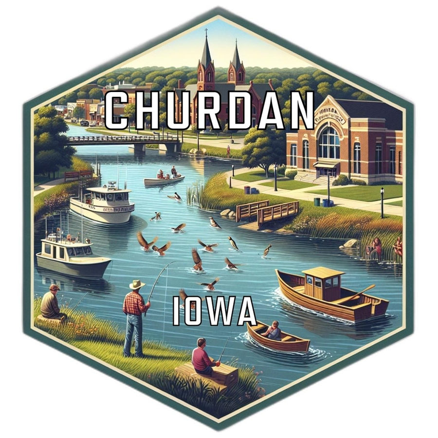 Churdan Iowa Souvenir Travel Destination Die Cut Hexagon Fridge Magnet Image 1