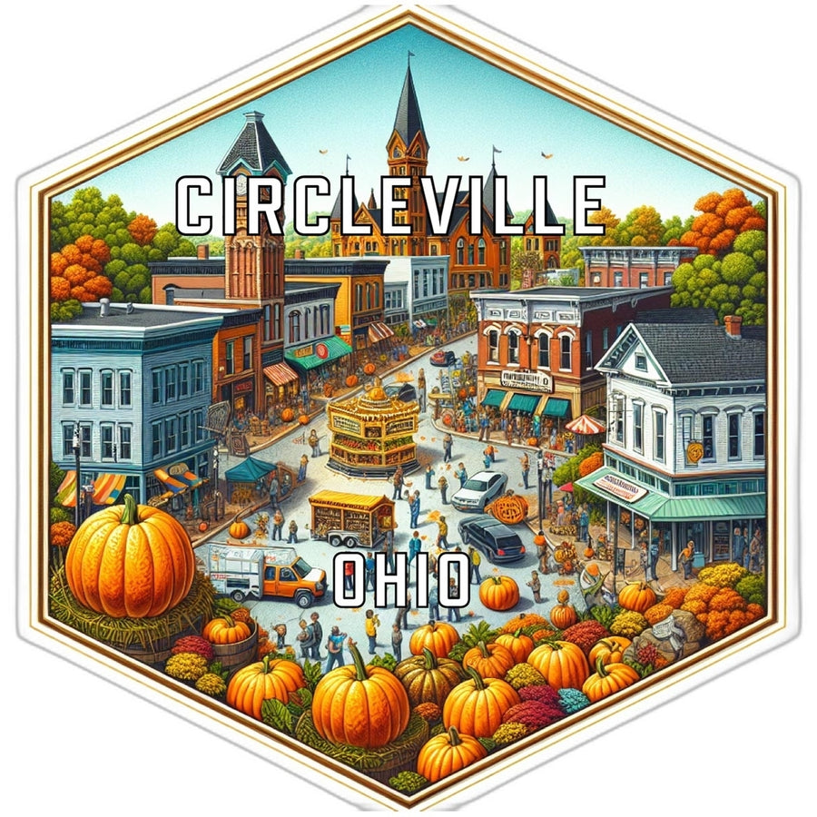 Circleville Ohio Souvenir Travel Destination Die Cut Hexagon Fridge Magnet Image 1