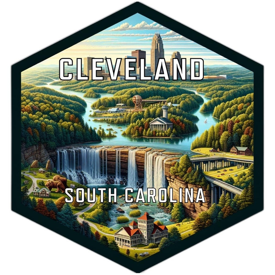 Cleveland South Carolina Souvenir Travel Destination Die Cut Hexagon Fridge Magnet Image 1